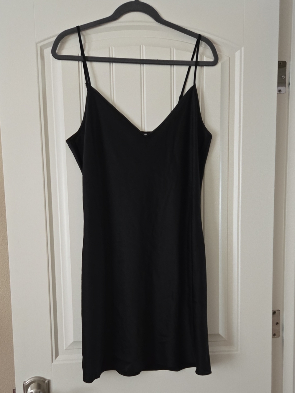 Aritzia Black Satin Slip with Thin Spaghetti Straps